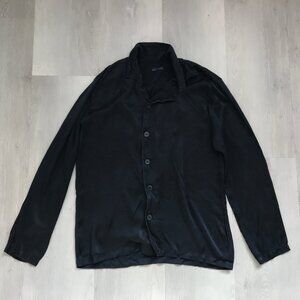 INTIMSSIMI 100% SILK PJ NAVY PJ SHIRT LONG SLEEVE LARGE